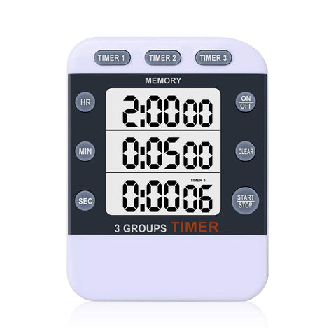 MOSTRUST temporizador digital de cocina triple con cuenta regresiva para tres preparaciones simultáneas