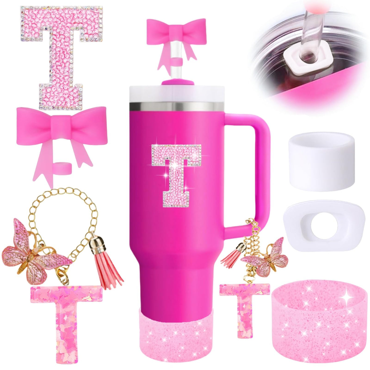 MOTEERLLU tapa lazo rosa para Stanley 30oz: añade estilo y protección.