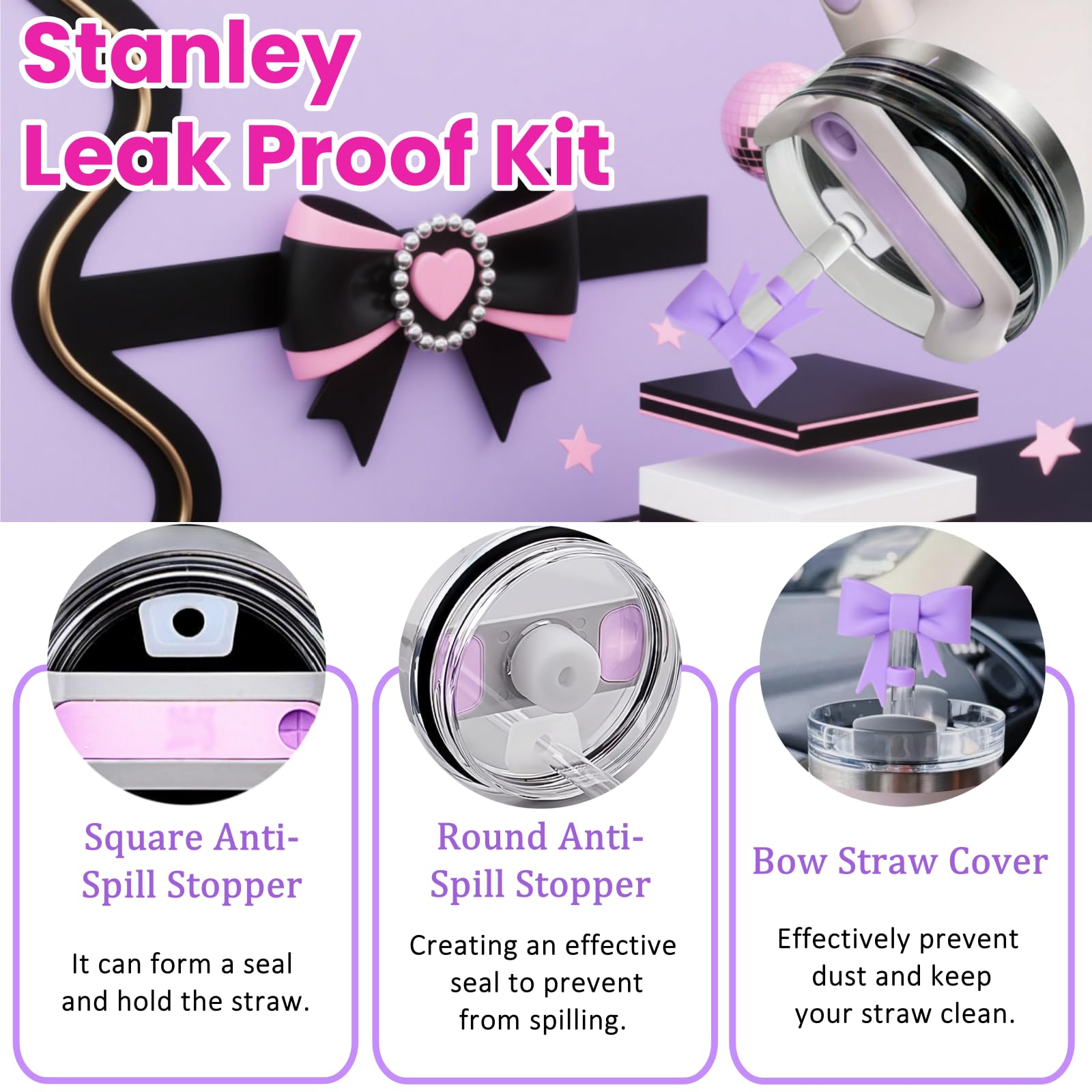MOTEERLLU set de botas de silicona brillantes para Copa Stanley 30oz, protegen la base al caer.