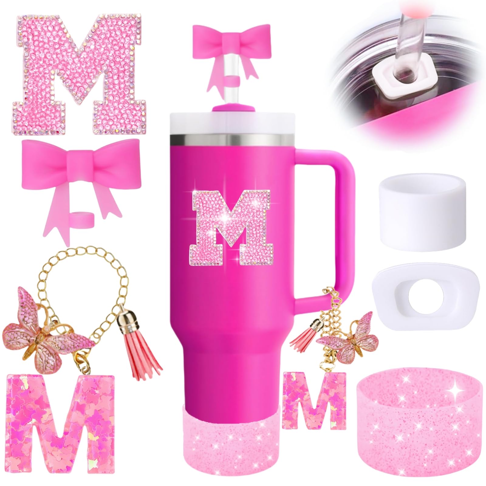Accesorio MOTEERLLU toppers con lazo para pajilla, añade color y personalidad.