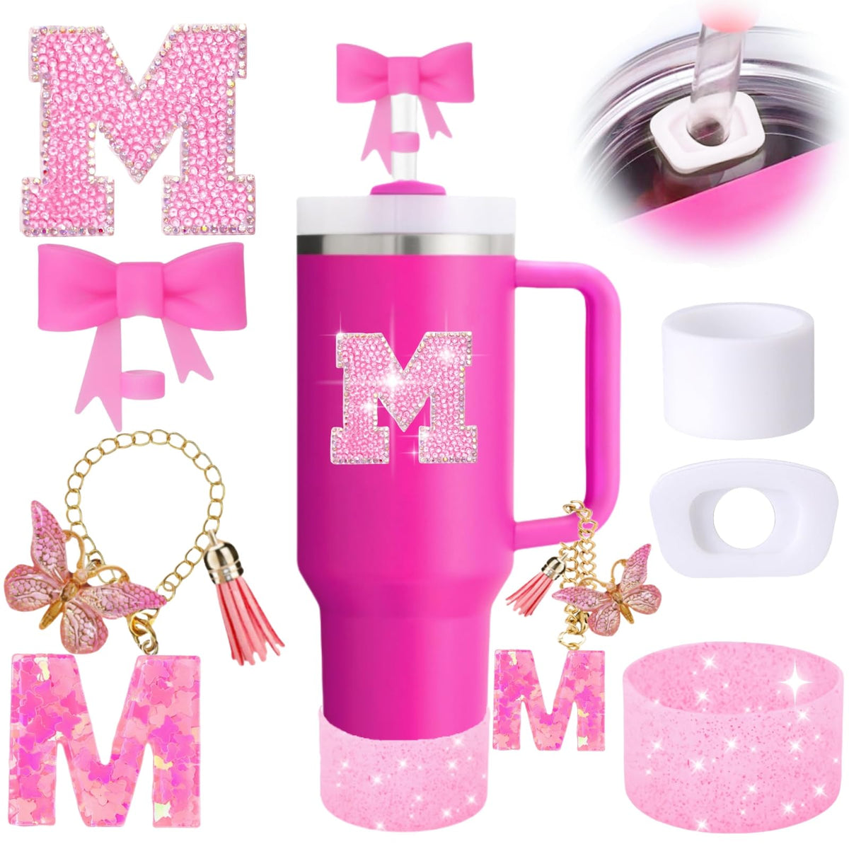 Accesorio MOTEERLLU toppers con lazo para pajilla, añade color y personalidad.