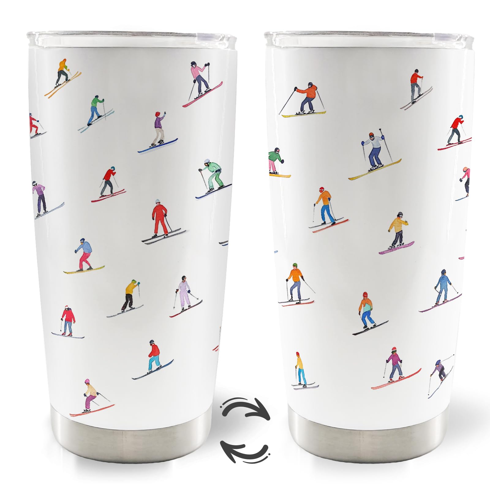 Motermate taza 20 onzas con diseño de esquí, ideal para mantener la bebida caliente en salidas.
