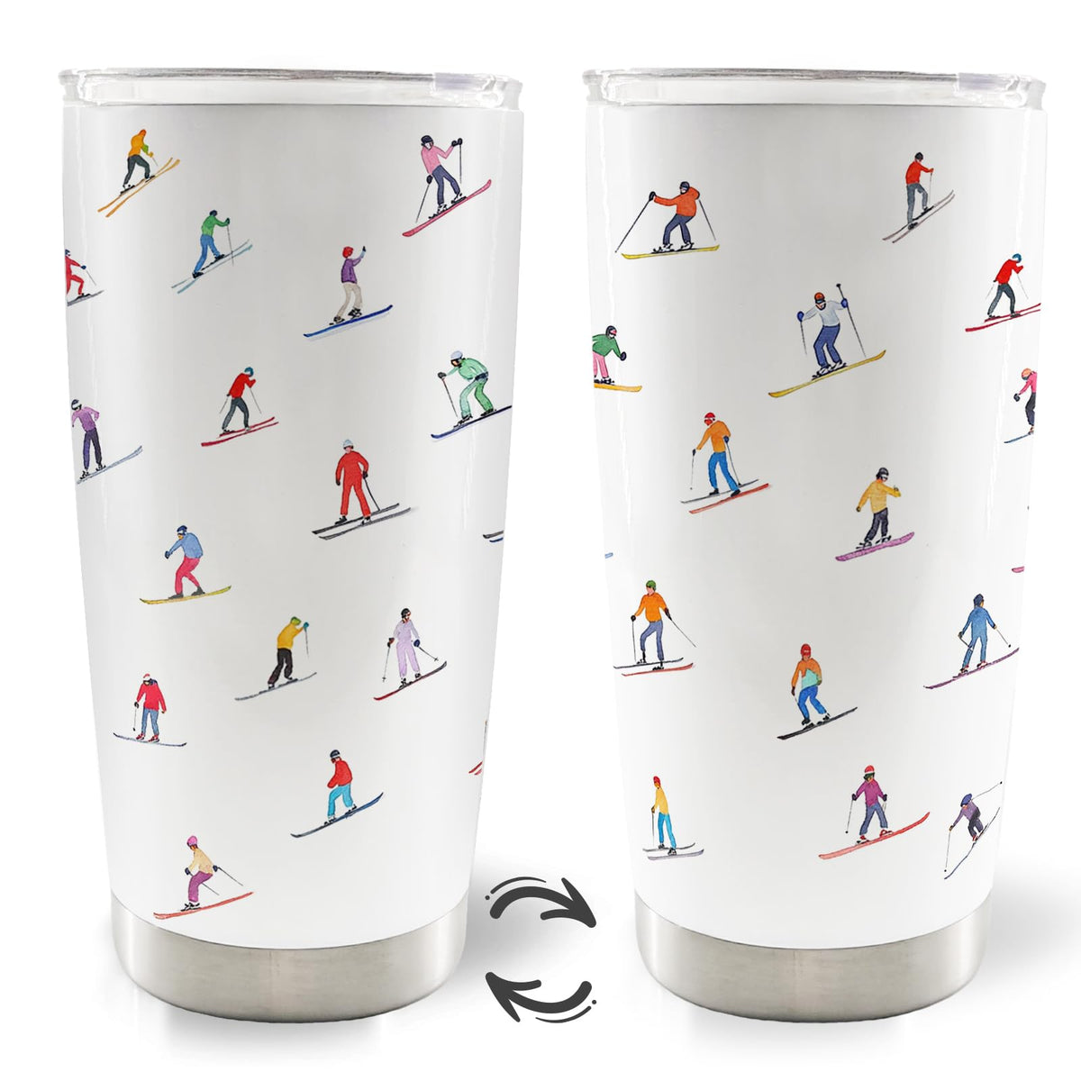 Motermate taza 20 onzas con diseño de esquí, ideal para mantener la bebida caliente en salidas.