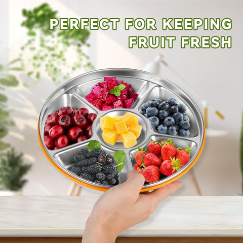 Motith bandeja para snacks, frutas y verduras con distribución de seis compartimentos.
