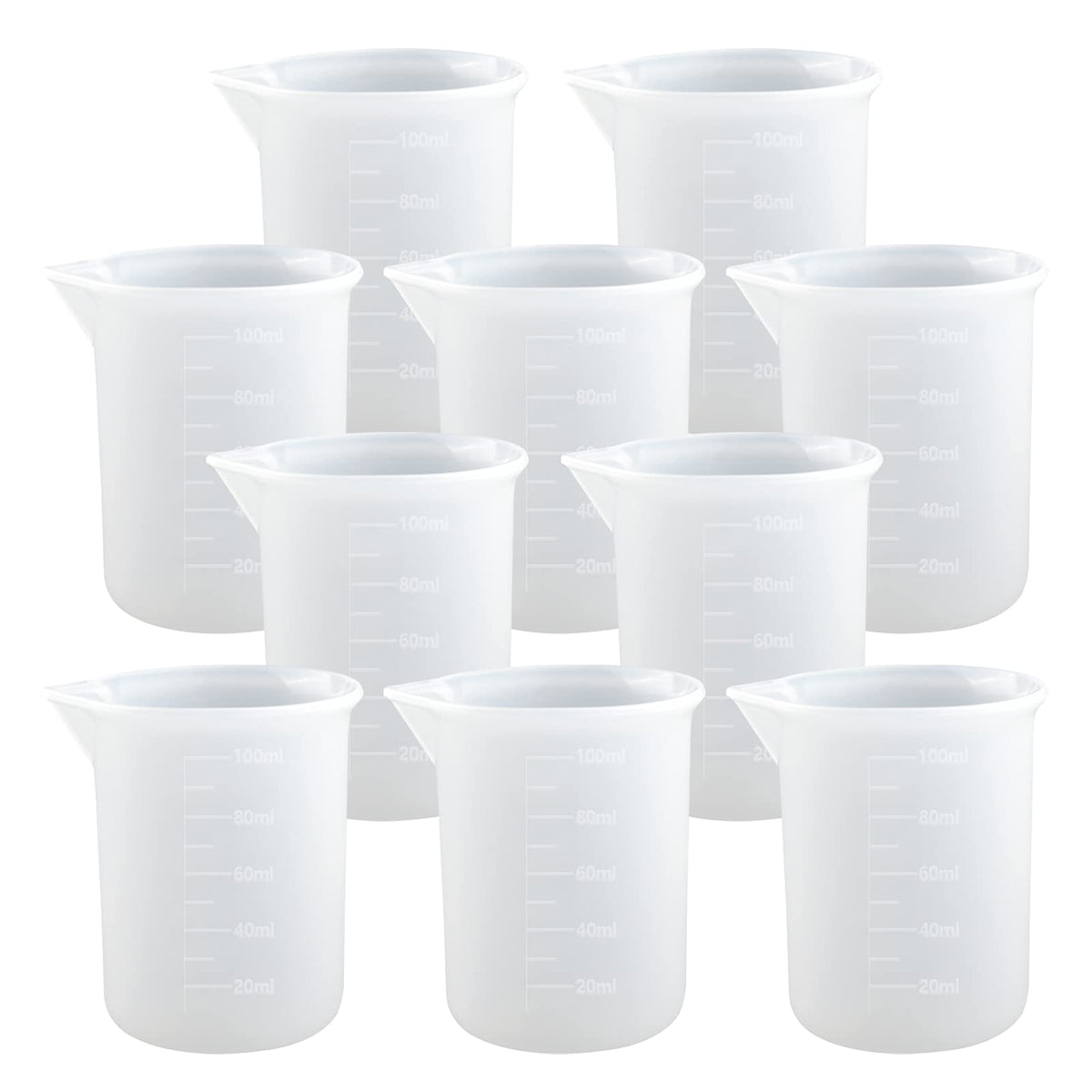 Moukiween medidores de silicona 100ml para resina, vertido con precisión.