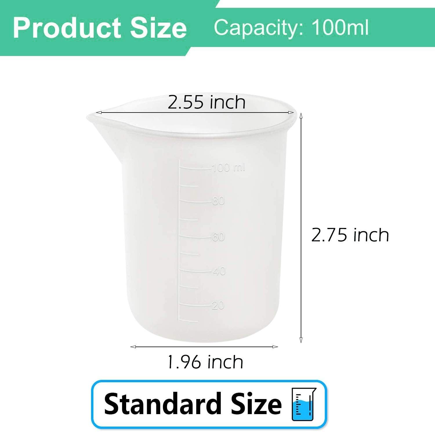 Moukiween tazas de medición silicona 100ml, ideal para mezclas limpias.