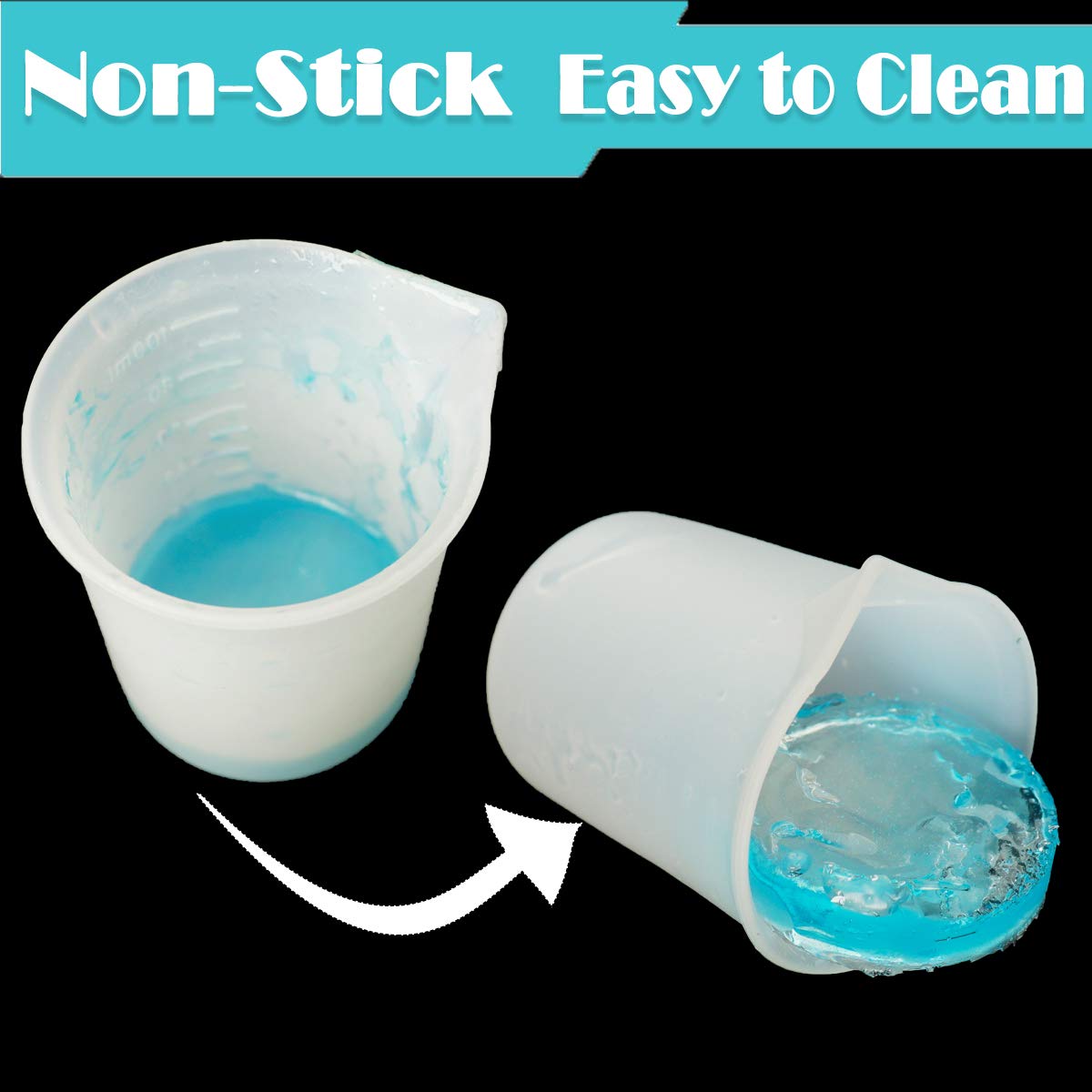 Moukiween vasos de mezcla silicona, diseño antiadherente para resina.