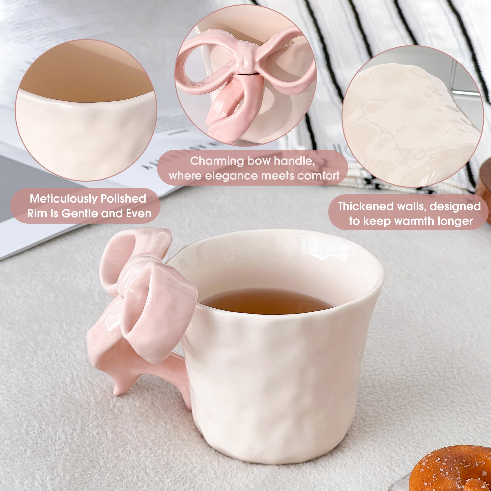 Movlen taza cerámica, superficie ligeramente texturizada para experiencia artesanal