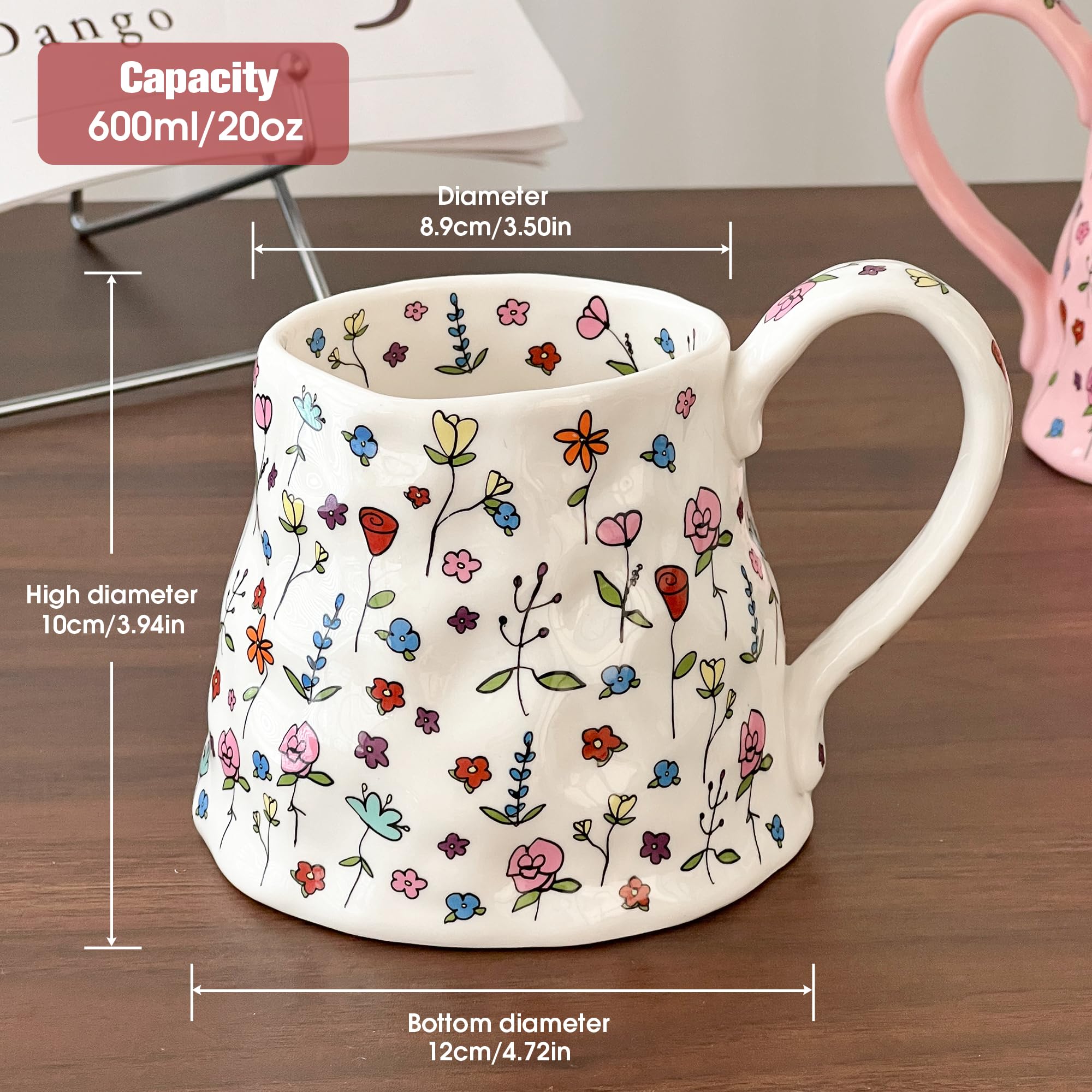 Movlen taza grande de cerámica con asa amplia y diseño artesanal