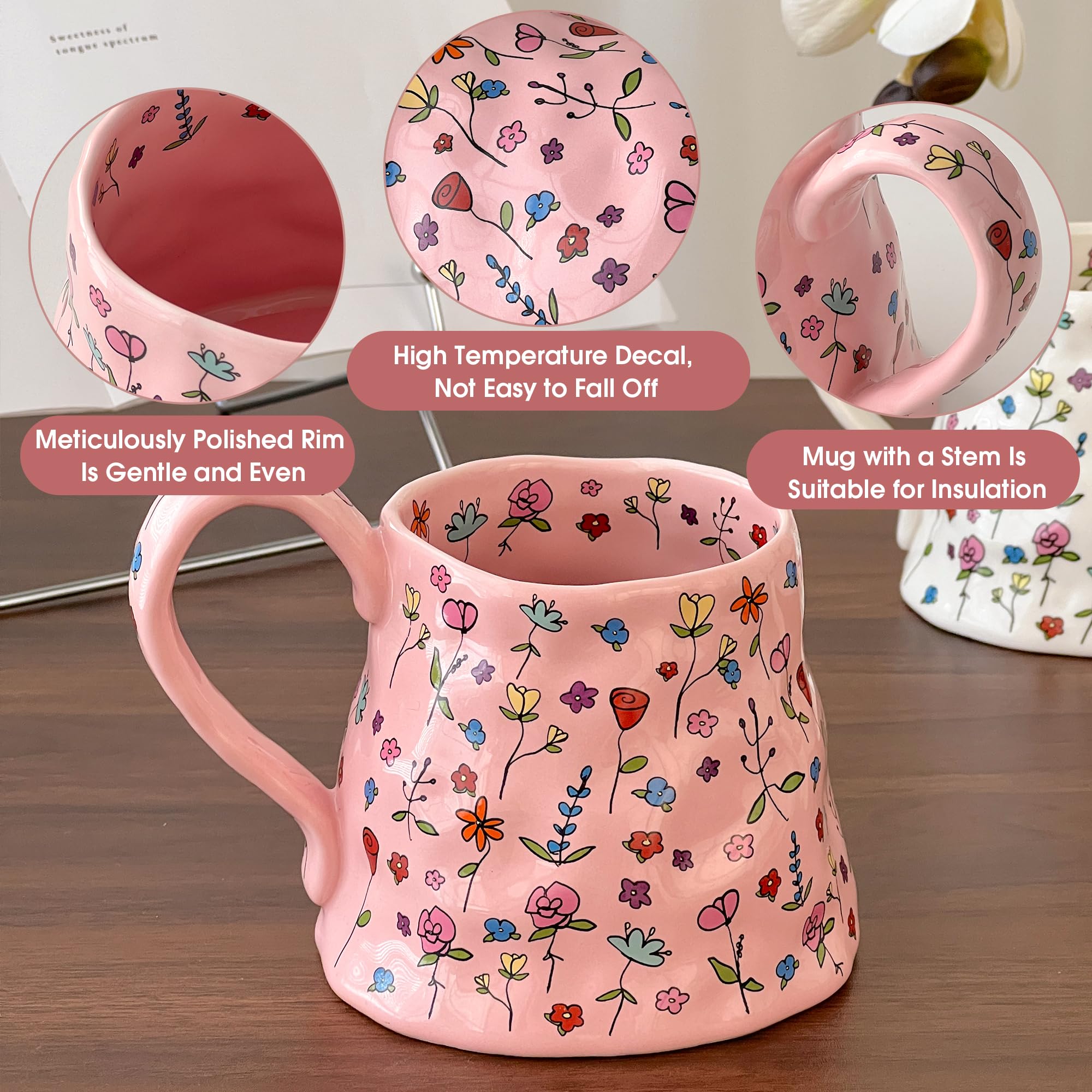 Movlen taza cerámica apta para microondas, lavavajillas y horno para uso diario