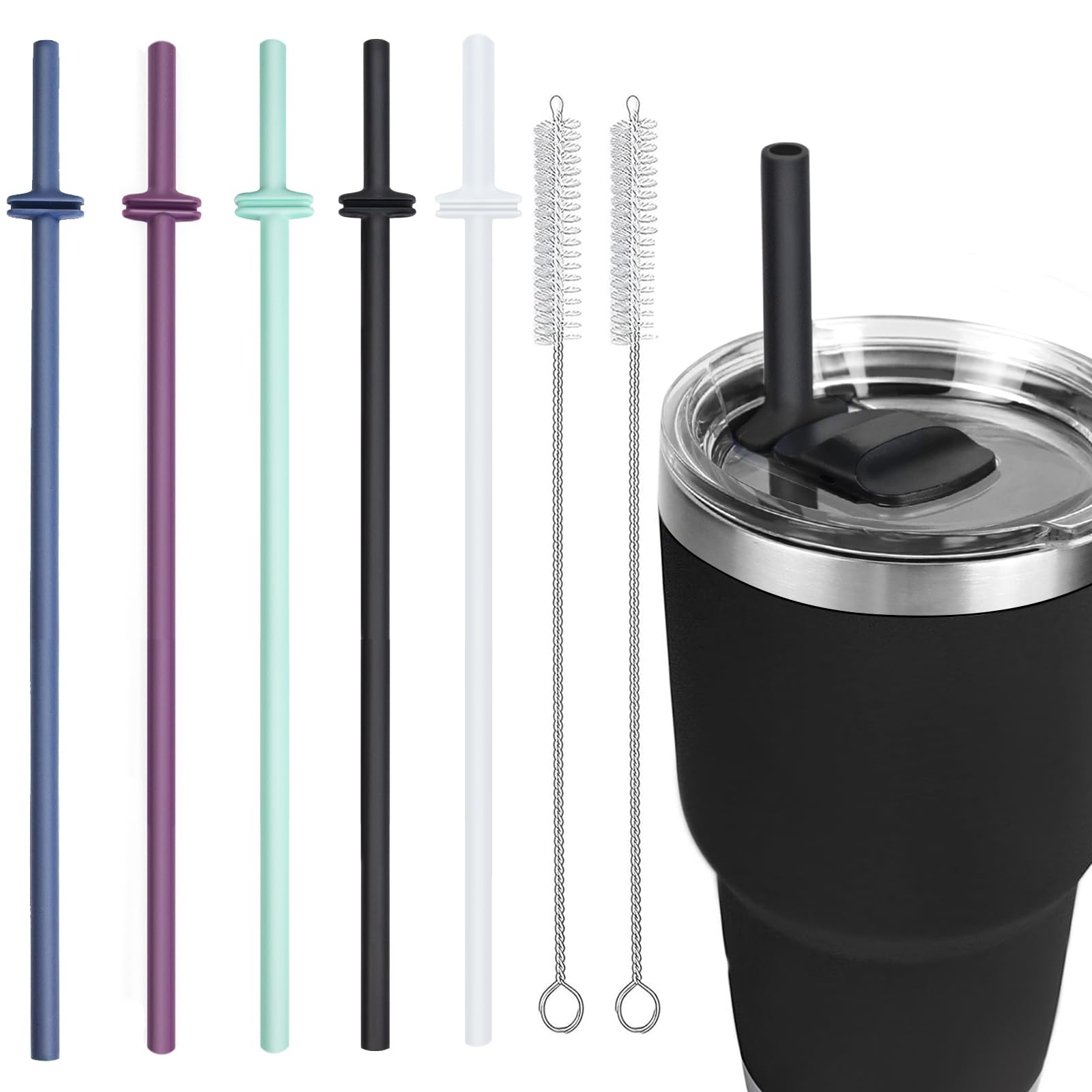 Pajitas MOVOLIVI de silicona para Yeti Magslider, 11 pulgadas, ajuste seguro.