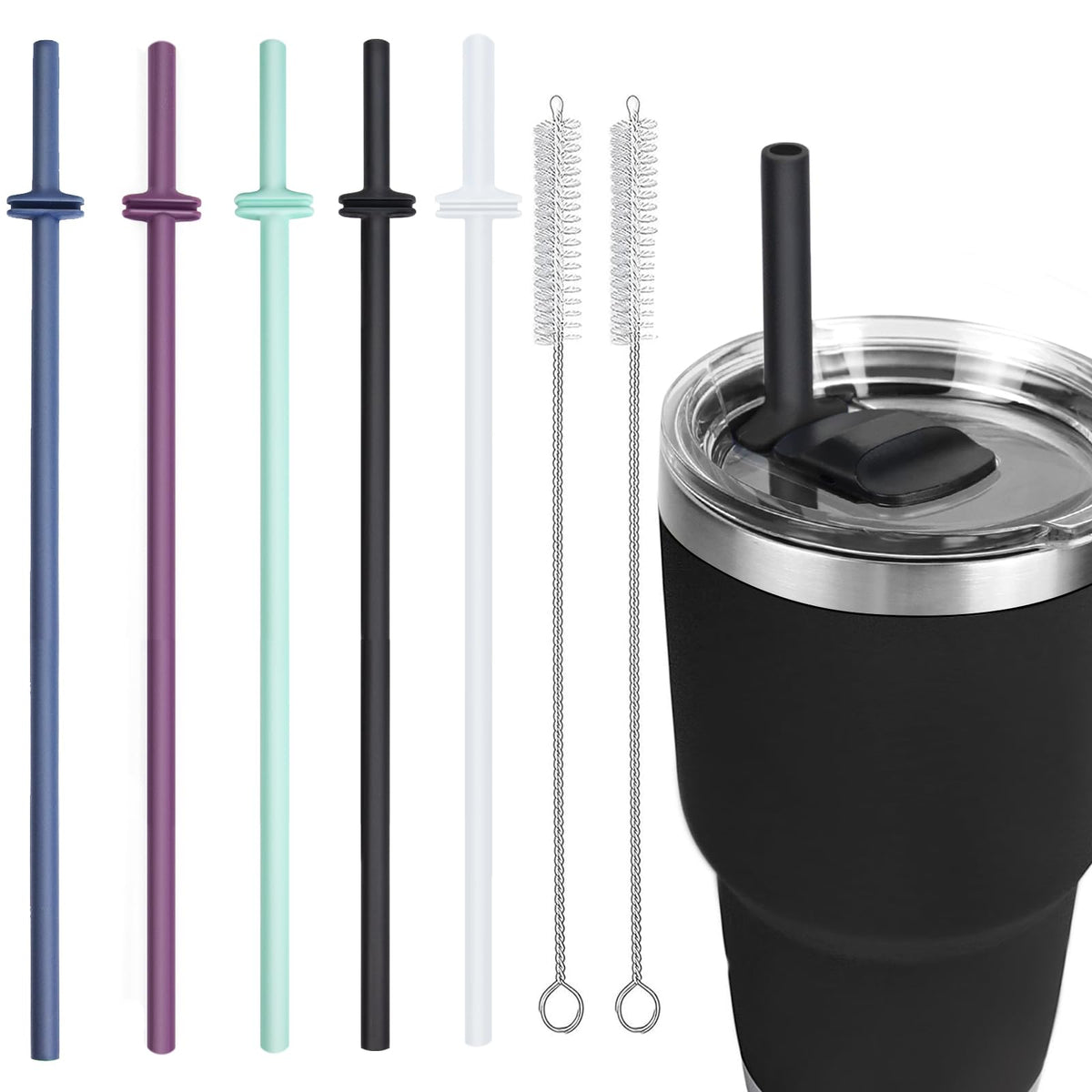 Pajitas MOVOLIVI de silicona para Yeti Magslider, 11 pulgadas, ajuste seguro.