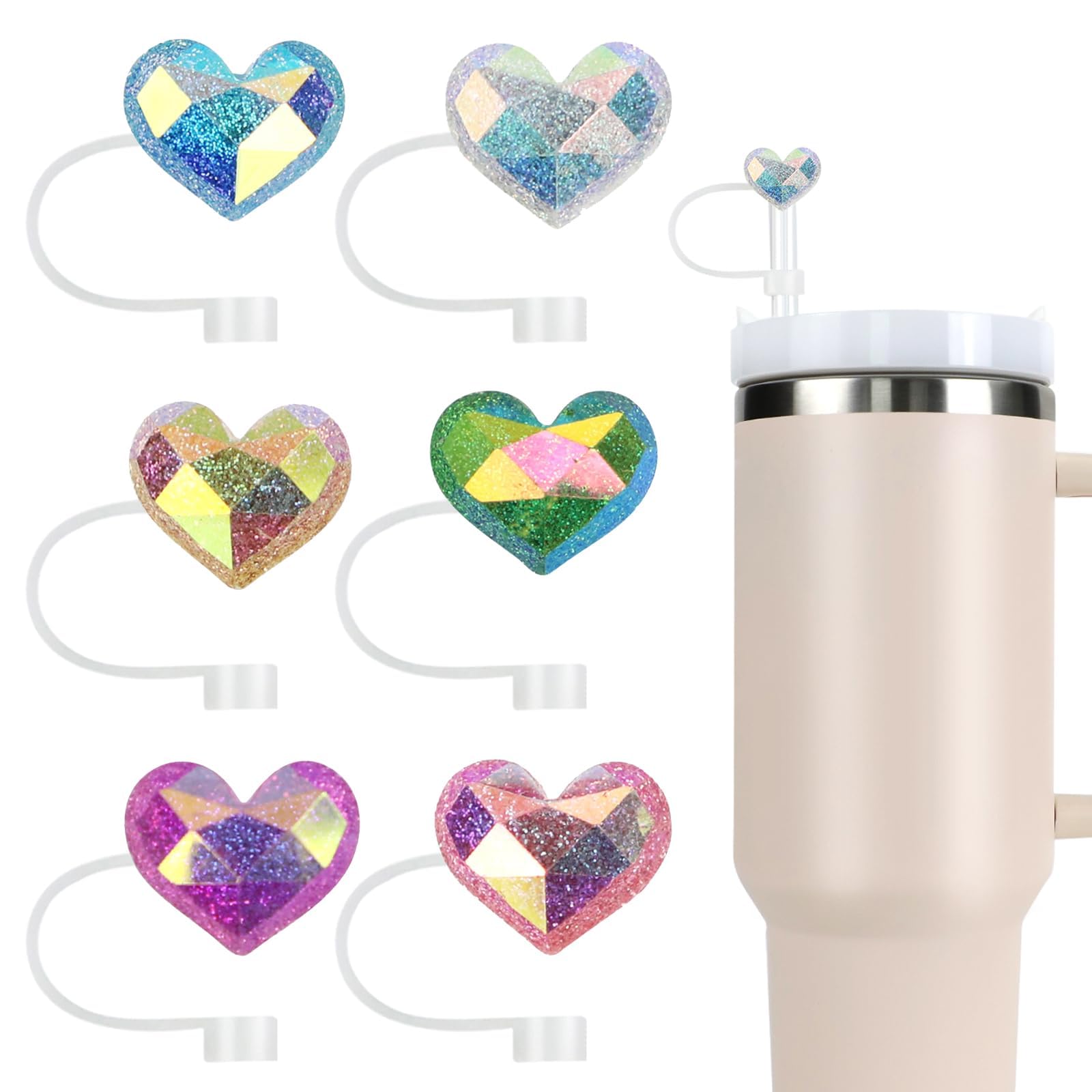 Movolivi tapa pajilla Stanley brillo, juego de 6 toppers para personalizar tu taza.