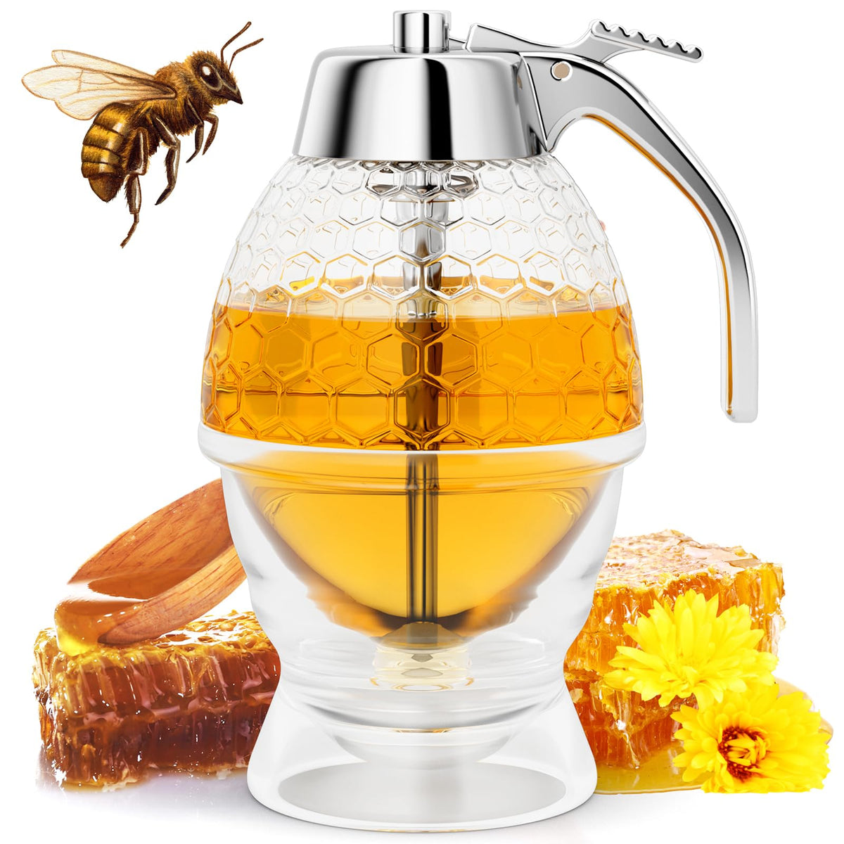 MOYAC dispensador miel sin goteo, verter sin manchas y con estilo