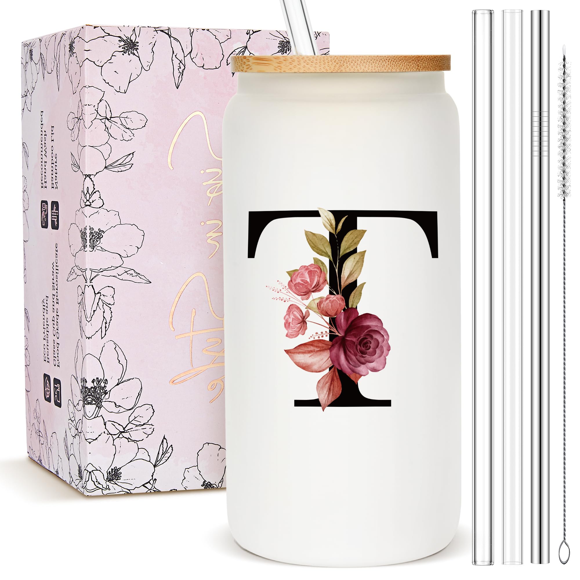 Vaso Mozaba con iniciales y flores, regalo elegante para momentos especiales.