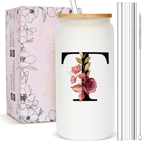 Vaso Mozaba con iniciales y flores, regalo elegante para momentos especiales.