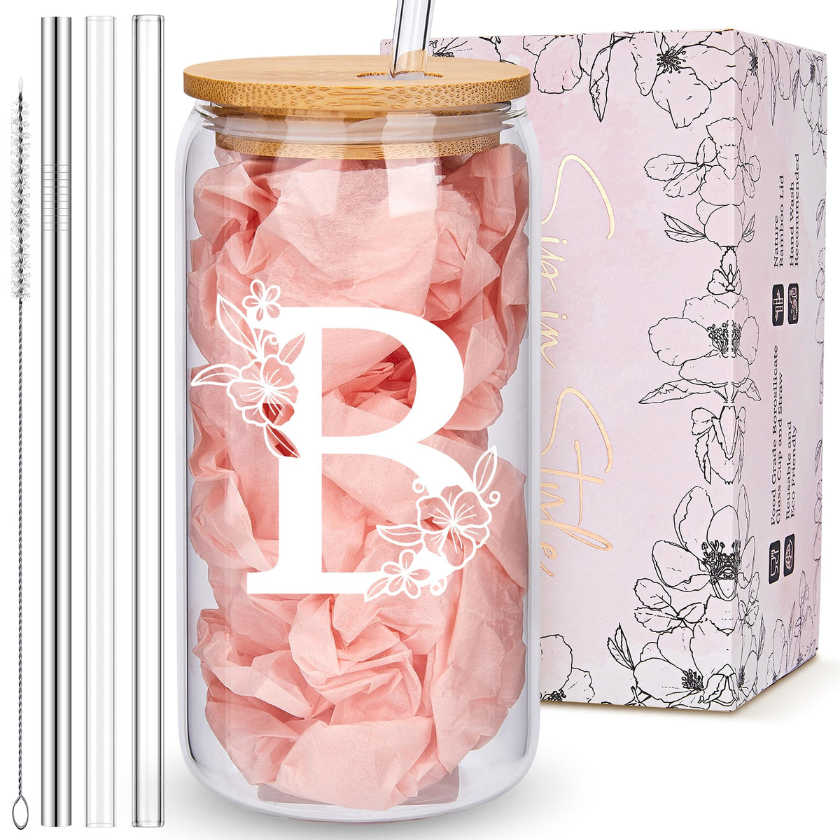 Mozaba vaso personalizado con iniciales, ideal como regalo único.