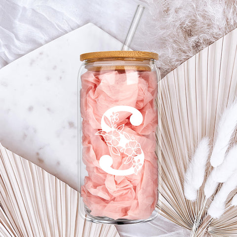 Mozaba vaso de vidrio borosilicato con tapa de bambú duradera.