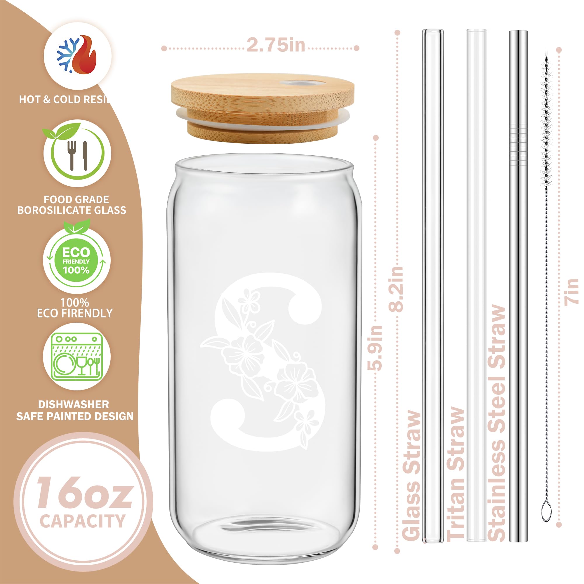 Vaso Mozaba con conjunto de pajitas y limpiador, opciones reutilizables para bebidas.