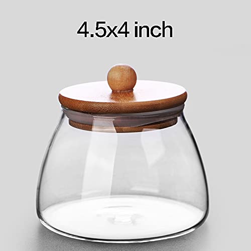 Mozacona contenedor de vidrio con sello y tapa de madera para dulces.