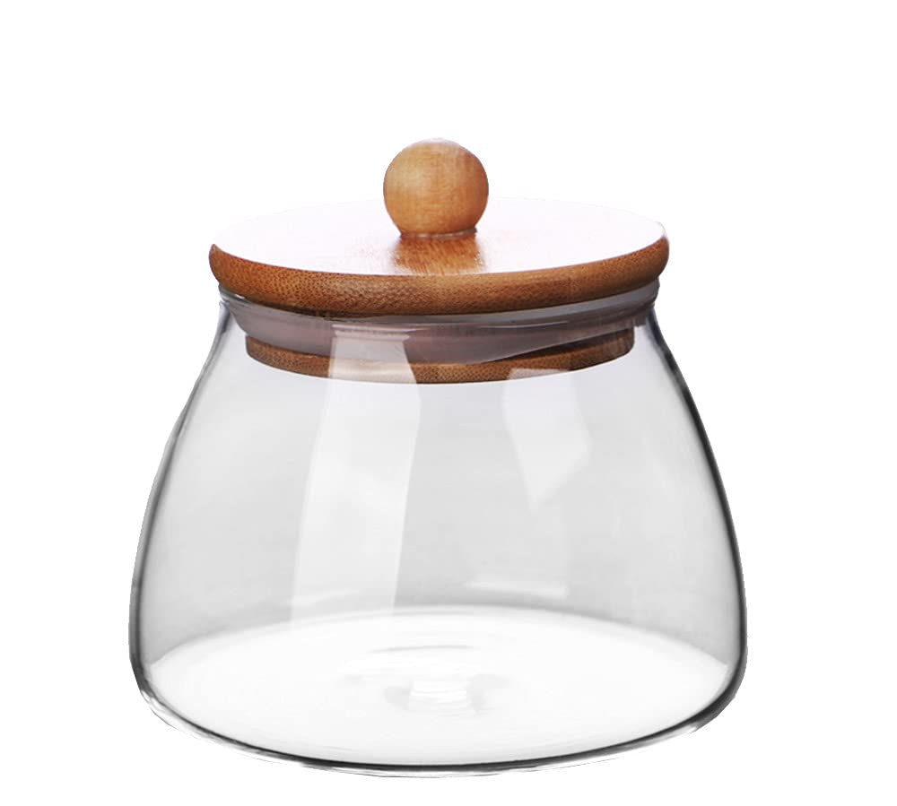 Mozacona frasco de vidrio para alimentos con tapa de madera, ideal para galletas.