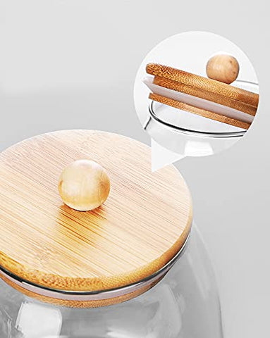 Mozacona frasco de vidrio con tapa de madera, elegante para bodas.