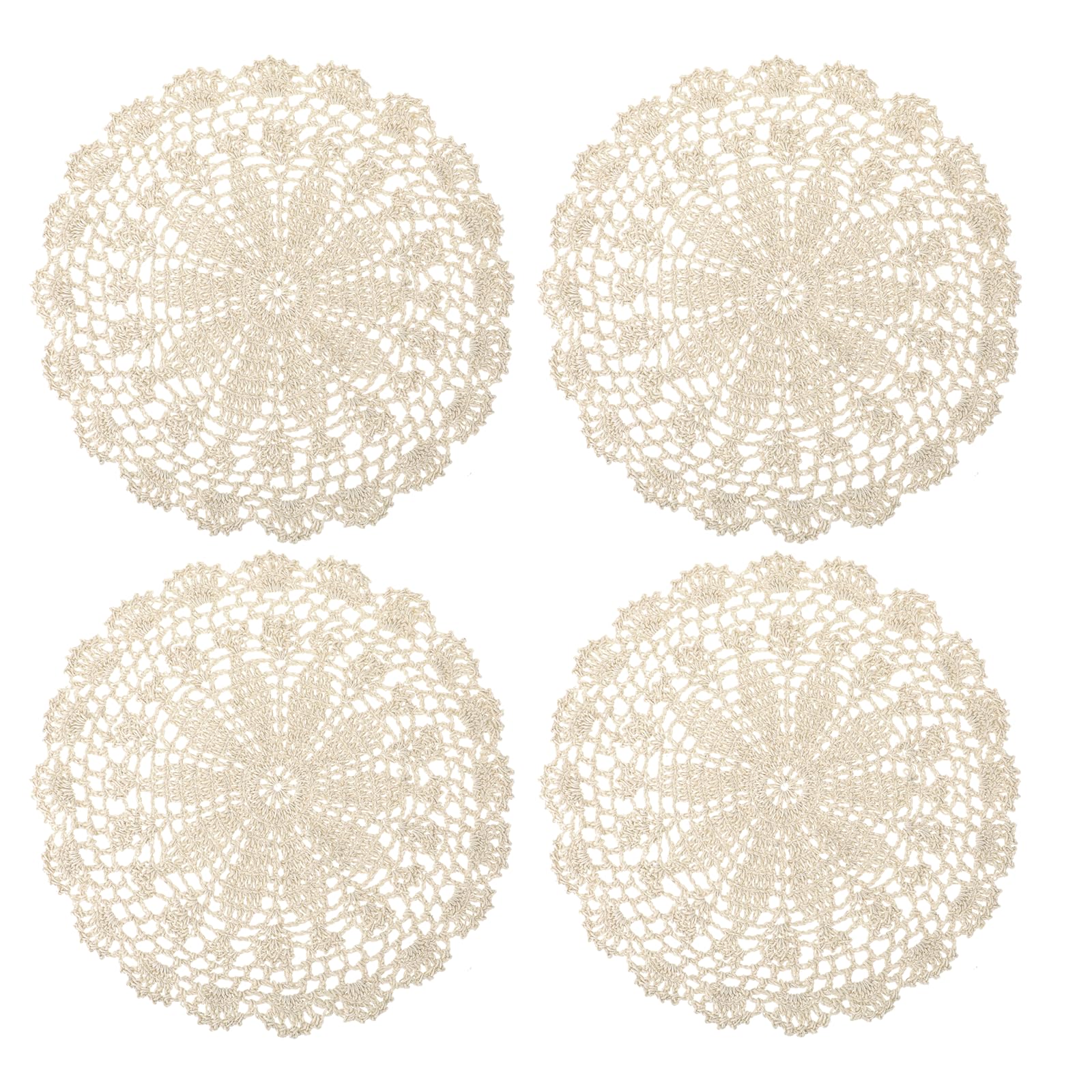Mozeat Lens tapete crochet beige de 25 cm para embellecer la mesa