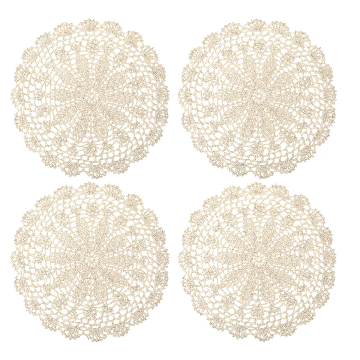 Mozeat Lens tapete crochet beige de 25 cm para embellecer la mesa