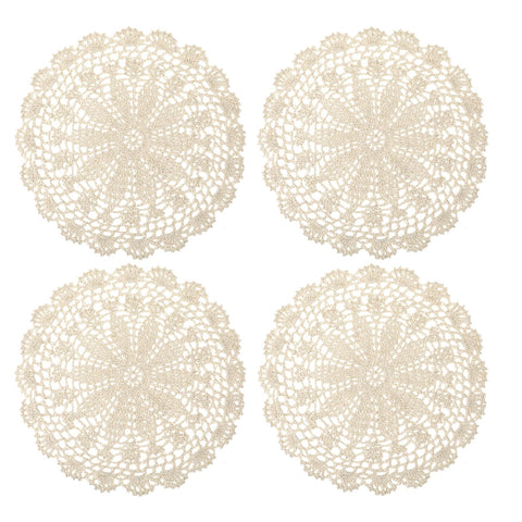 Mozeat Lens tapete crochet beige de 25 cm para embellecer la mesa