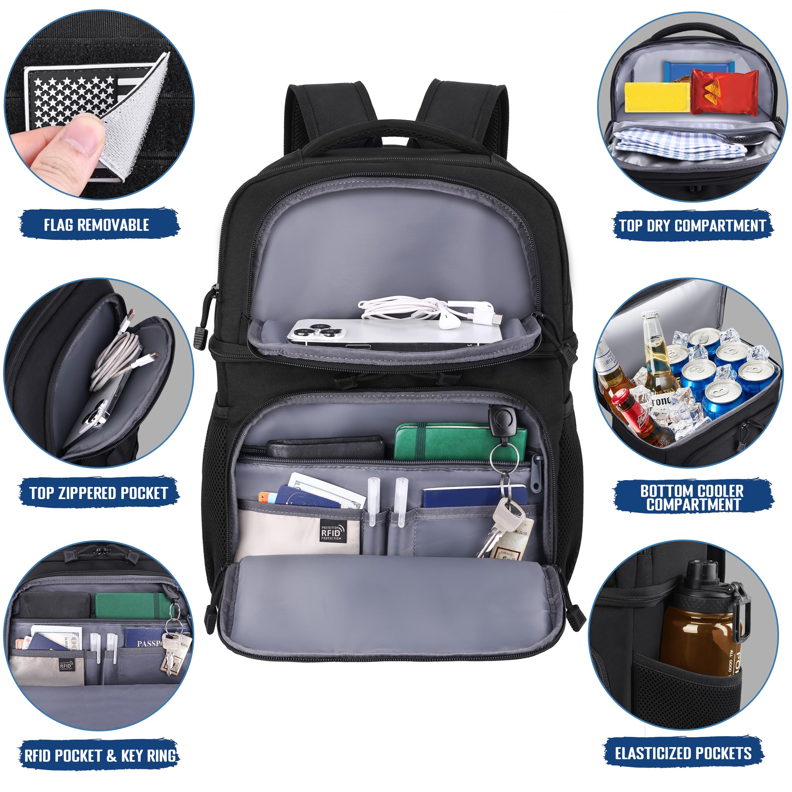 MOZETO mochila-almuerzo-bolsillos-molle ofrece espacio para accesorios y herramientas.