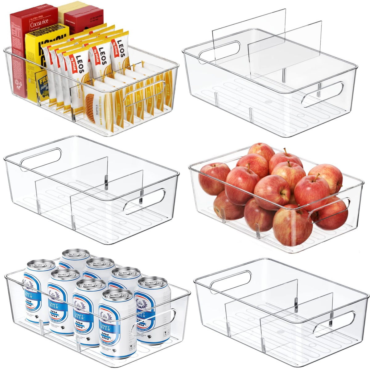 Mpotmiy organizadores de despensa, juego de 6 piezas para ordenar snacks y utensilios.