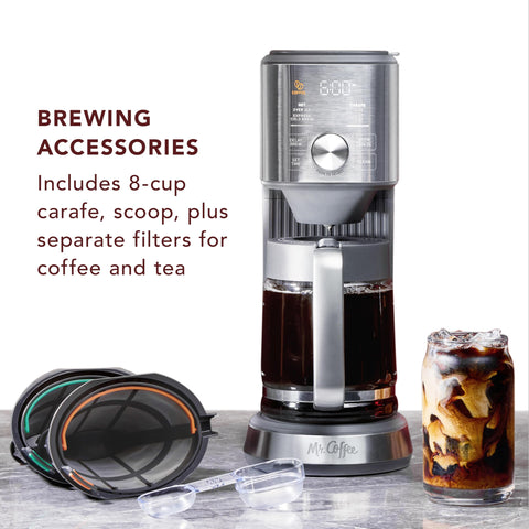Mr. Coffee Perfect Brew: infusión de té con bloom y remojo ajustados para sabor.