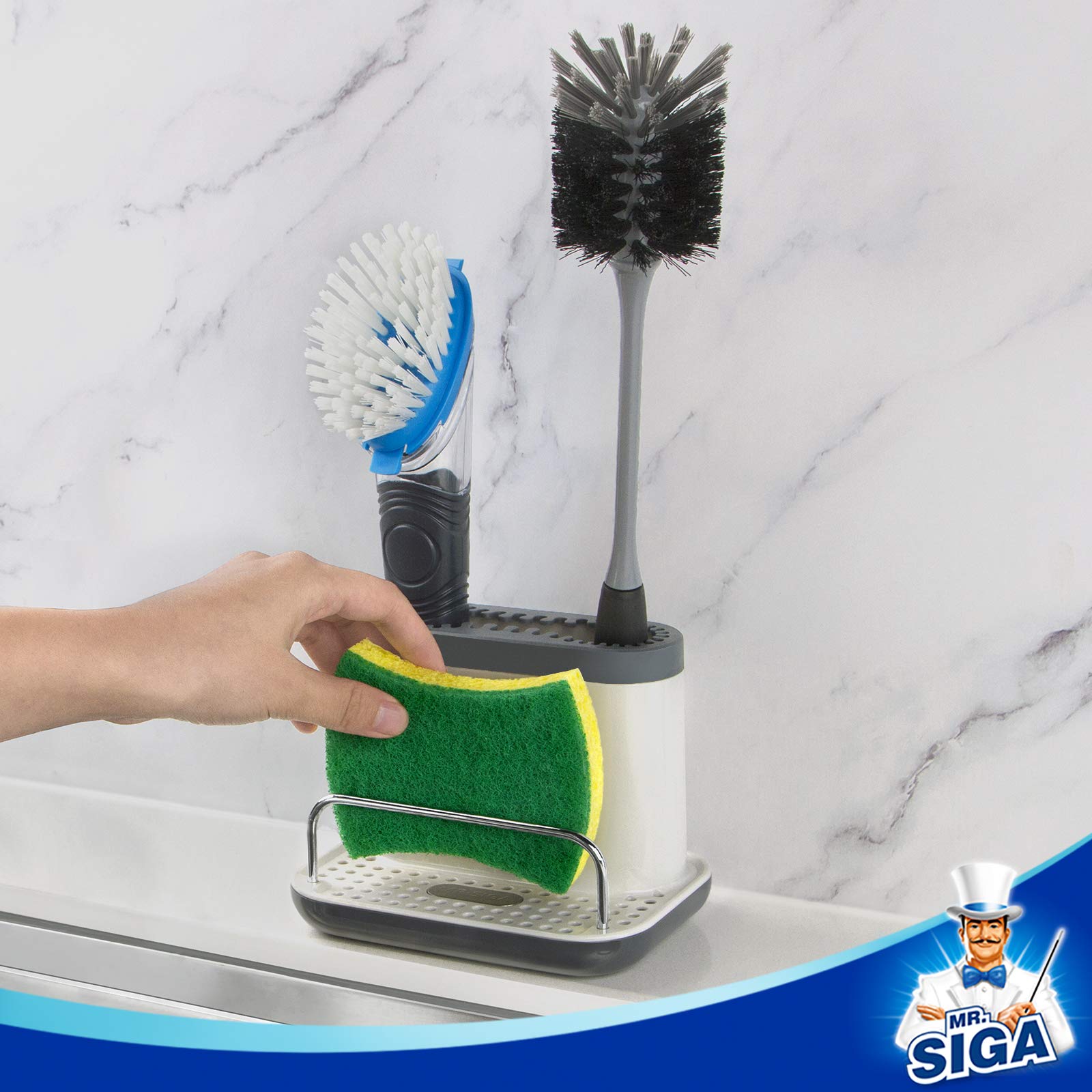 MR.SIGA organizador fregadero con bandeja de goteo para drenado limpio