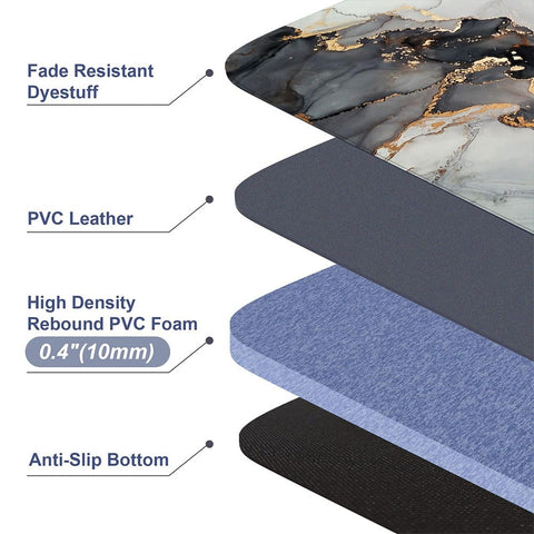 Superficie PVC impermeable de Mrcrypos anti-fatiga para uso prolongado.