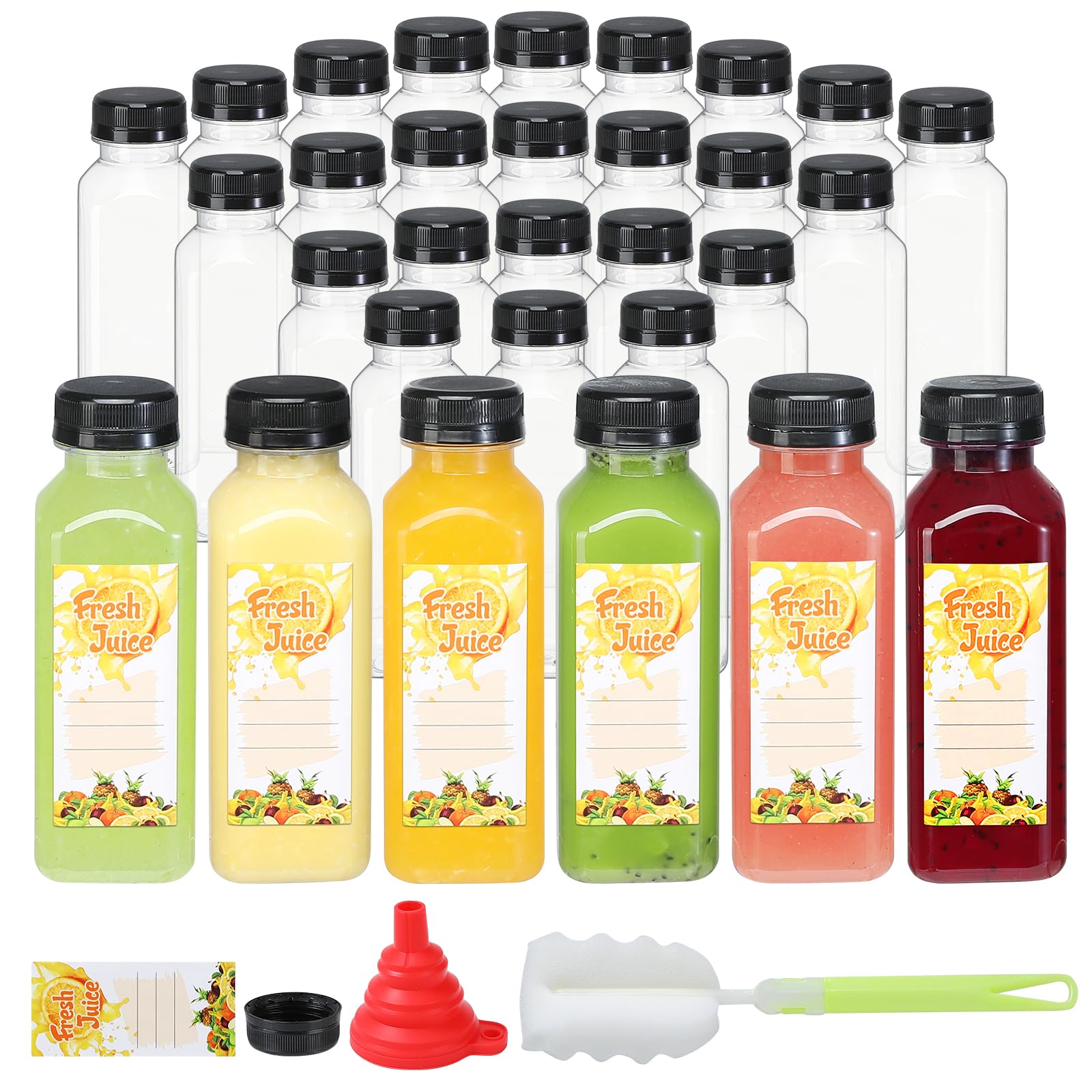 Botellas Mrhuazhai de plástico 10 onzas con tapas para bebidas caseras.