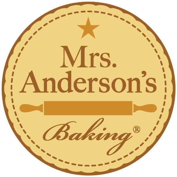 Apto para congelador, horno y microondas con escudo de Mrs. Anderson's Baking.