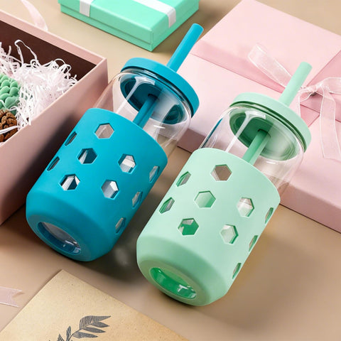 Mrsdry juego de 4 vasos con fundas y tapas, ideal para el comedor