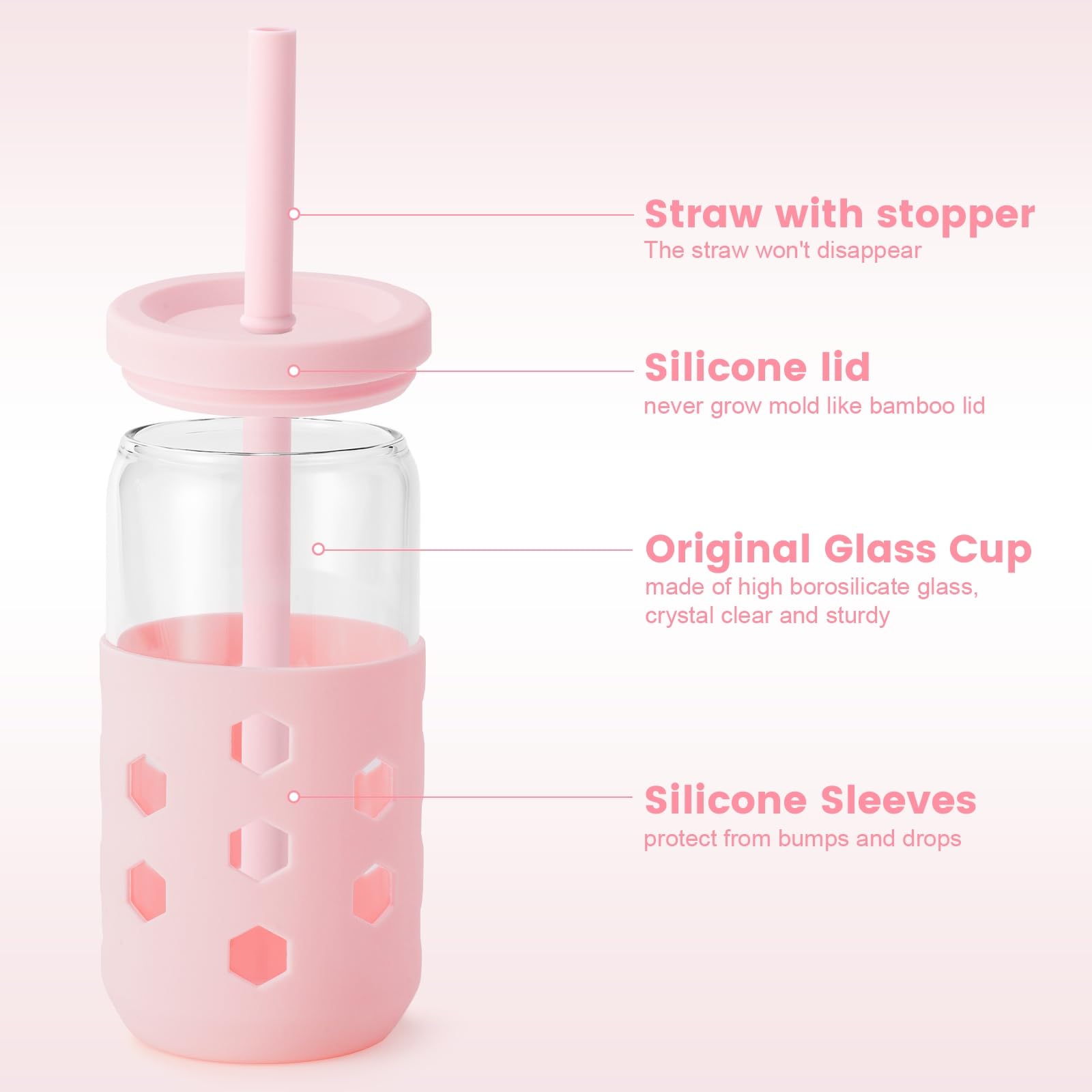 Manga de silicona para vaso MrsDry, protege el cristal y facilita el agarre.
