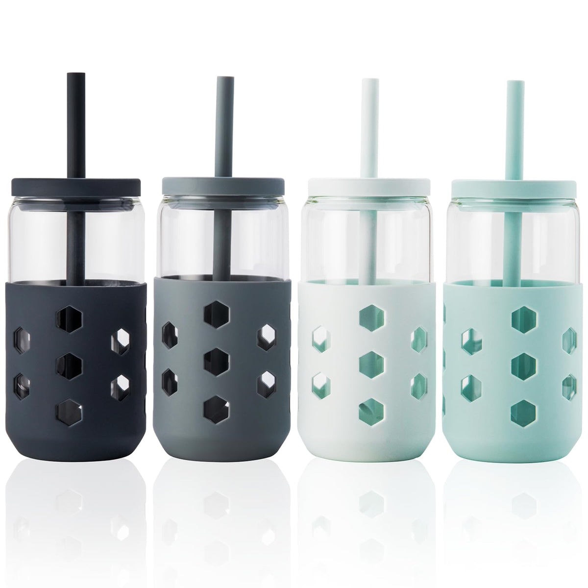 Vaso Mrsdry de vidrio con tapa y pajilla, 16 onzas, para bebidas refrescantes