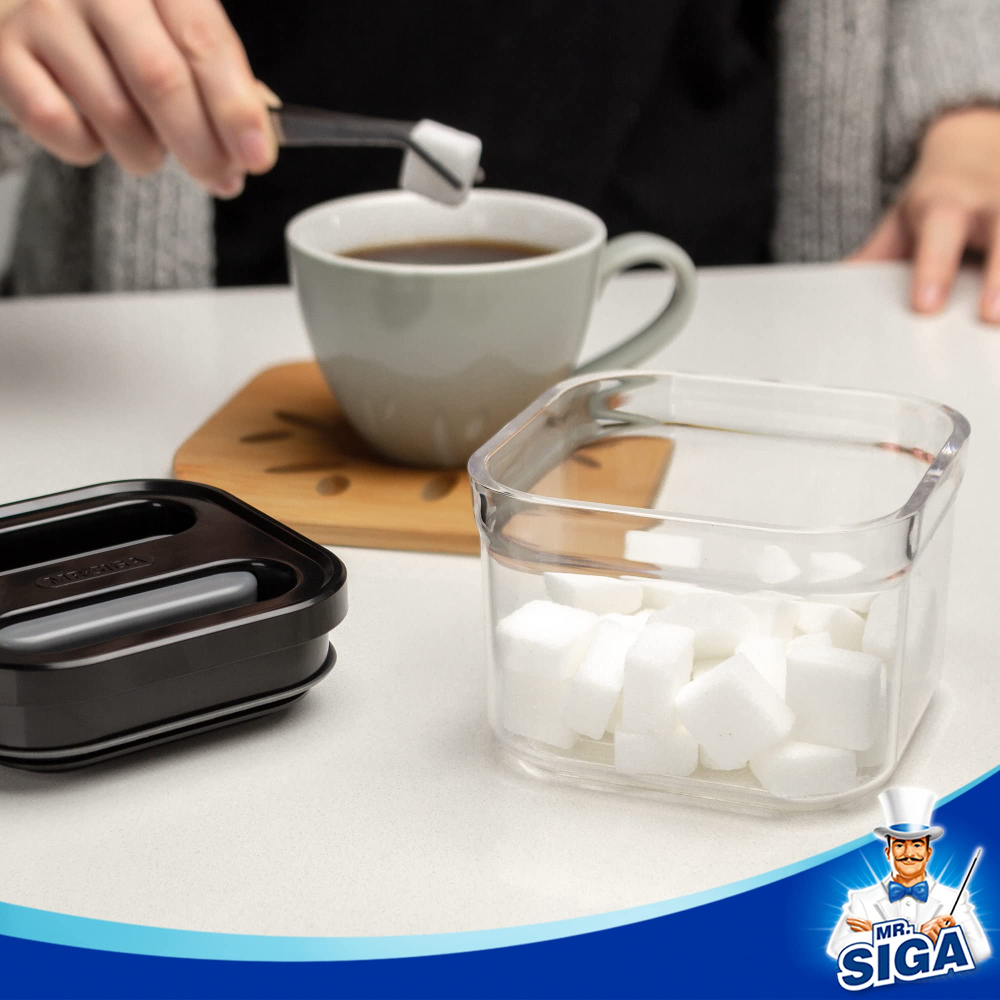 MR.SIGA tapa con sello hermético garantiza cierre seguro contra humedad.