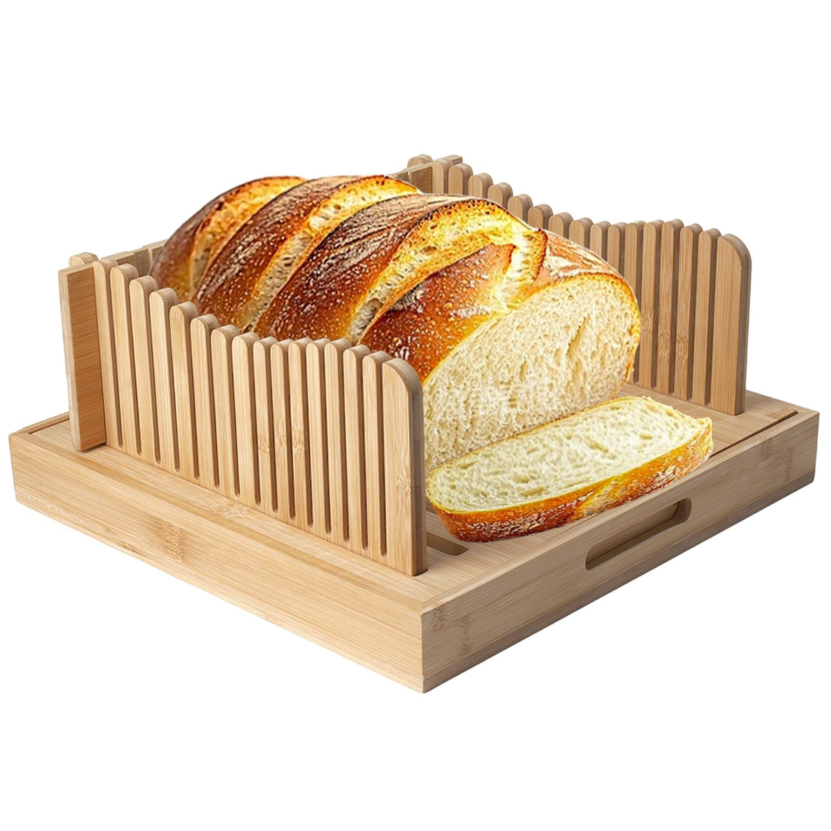 MrWinkray cortadora de pan de bambú plegable para rebanadas uniformes
