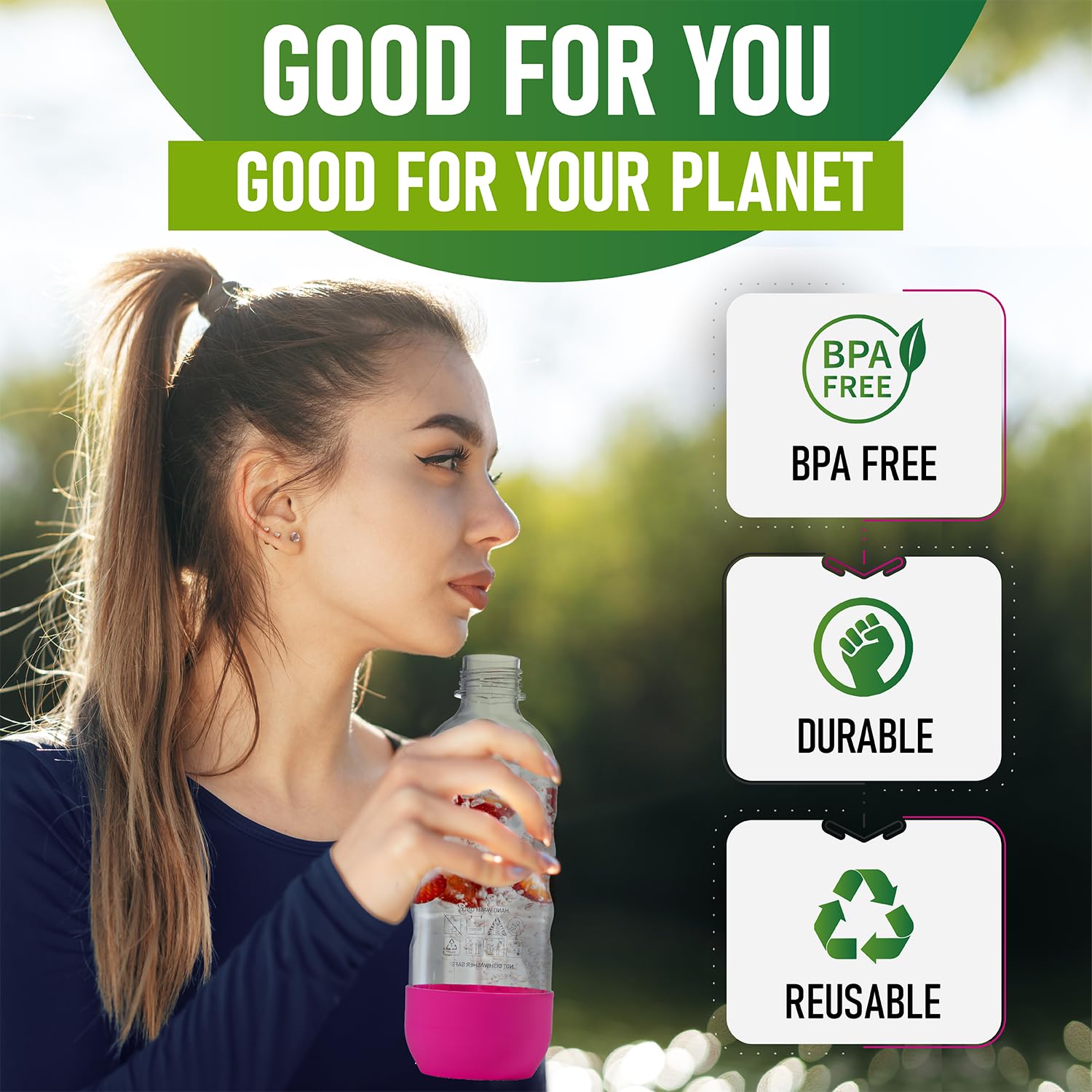 MRX Solutions botella 1L para Sodastream, diseño ergonómico y cómodo