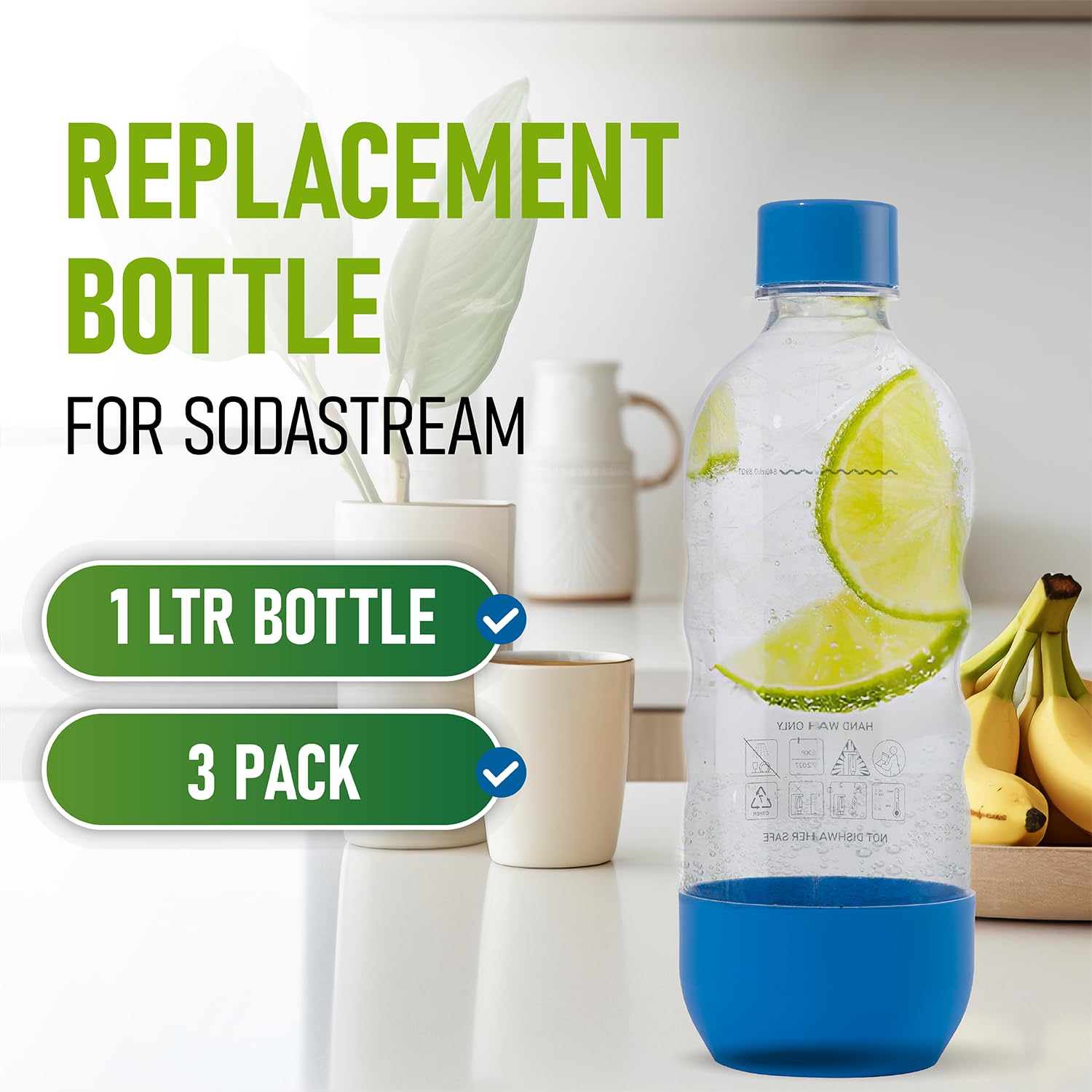 MRX Solutions botellas Sodastream 1L rosa, opción colorida para refrescos