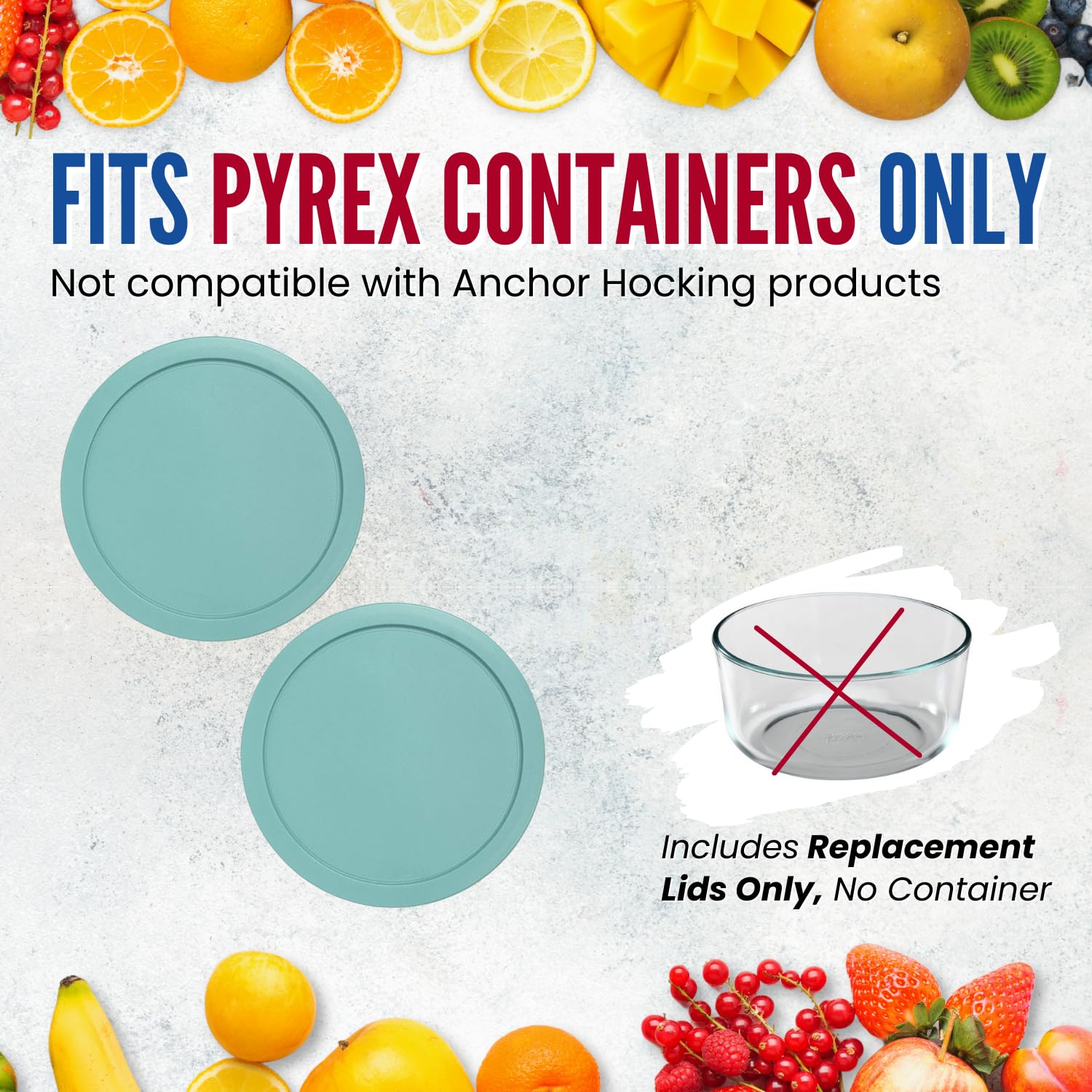 Tapa turquesa MRX Solutions para Pyrex mantiene la comida fresca.