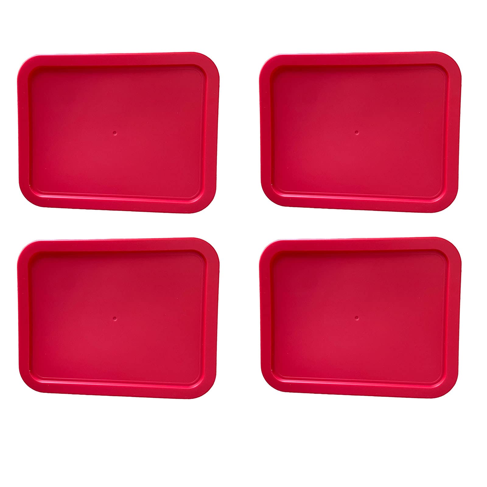 MRX Solutions tapas rectangulares rojas para Pyrex 3-Cup con sello hermético.