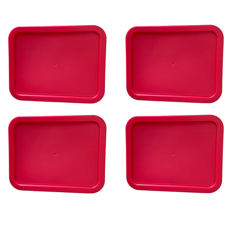 MRX Solutions tapas rectangulares rojas para Pyrex 3-Cup con sello hermético.