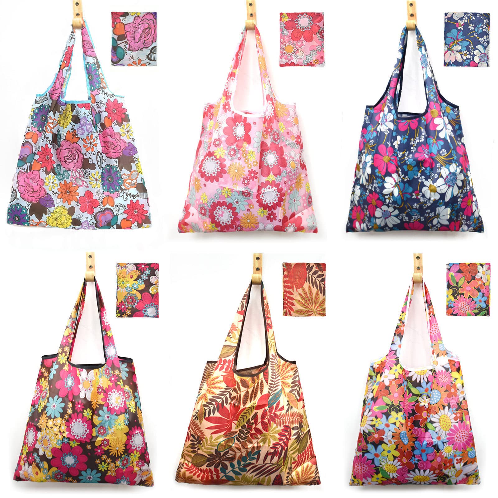 MRYUWB bolsa reutilizable para supermercado con flores brillantes, ideal para compras sostenibles.