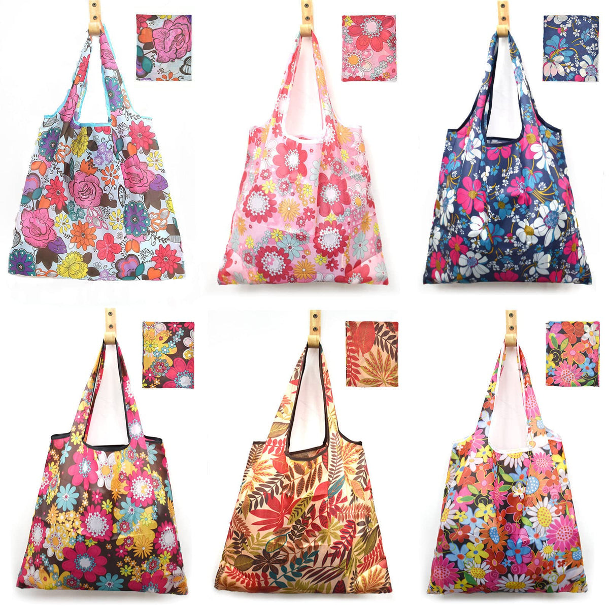 MRYUWB bolsa reutilizable para supermercado con flores brillantes, ideal para compras sostenibles.