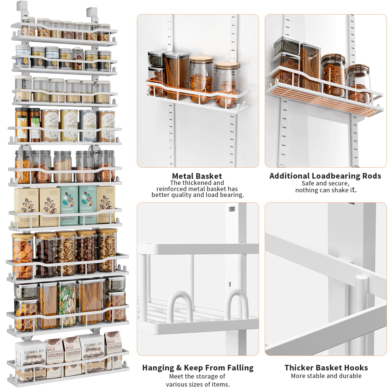 MSERCUOR rack metálico para puertas con acabado anticorrosivo, ideal para cocina o lavandería