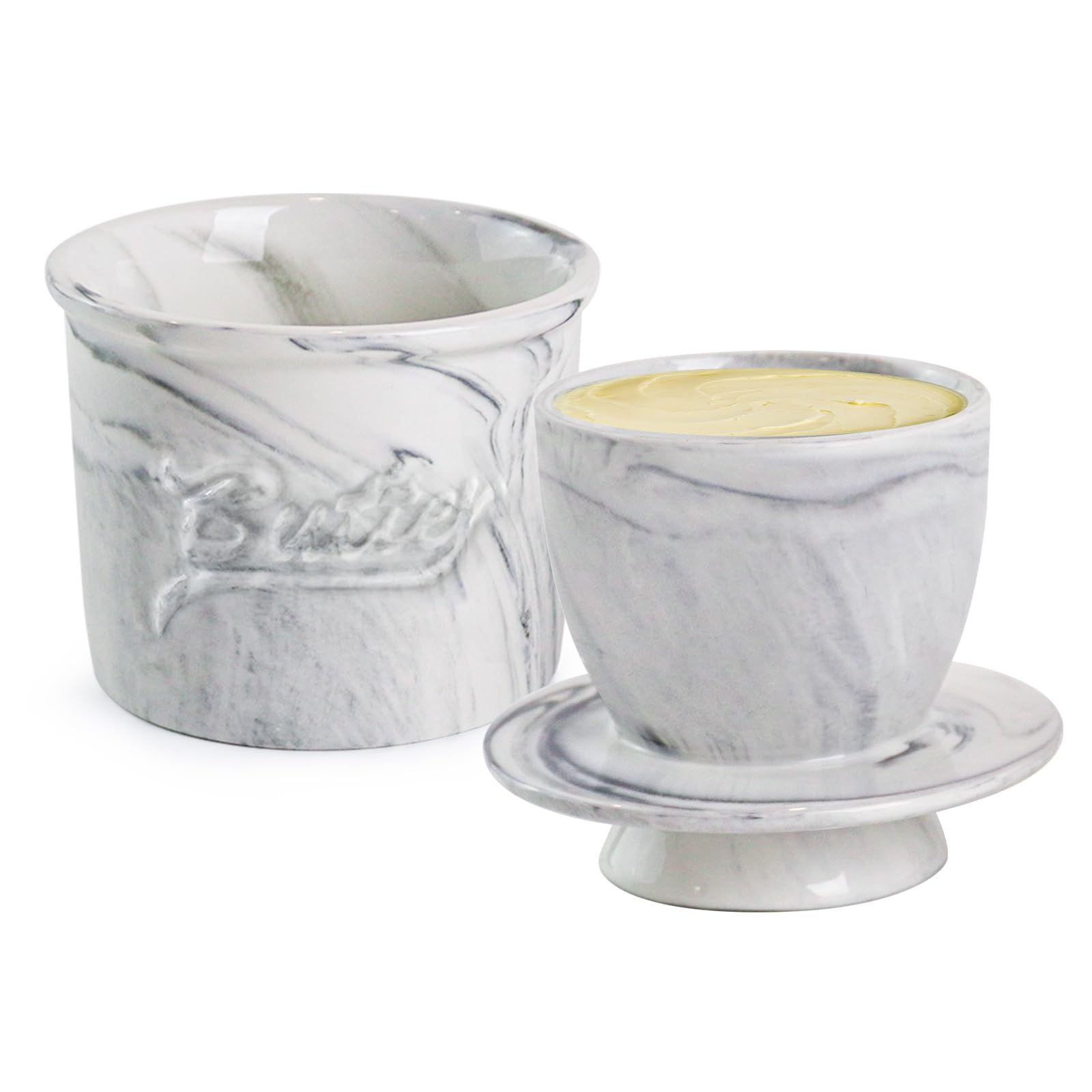 MSJGA mantequilla cerámica con tapa retro conserva a temperatura ambiente.